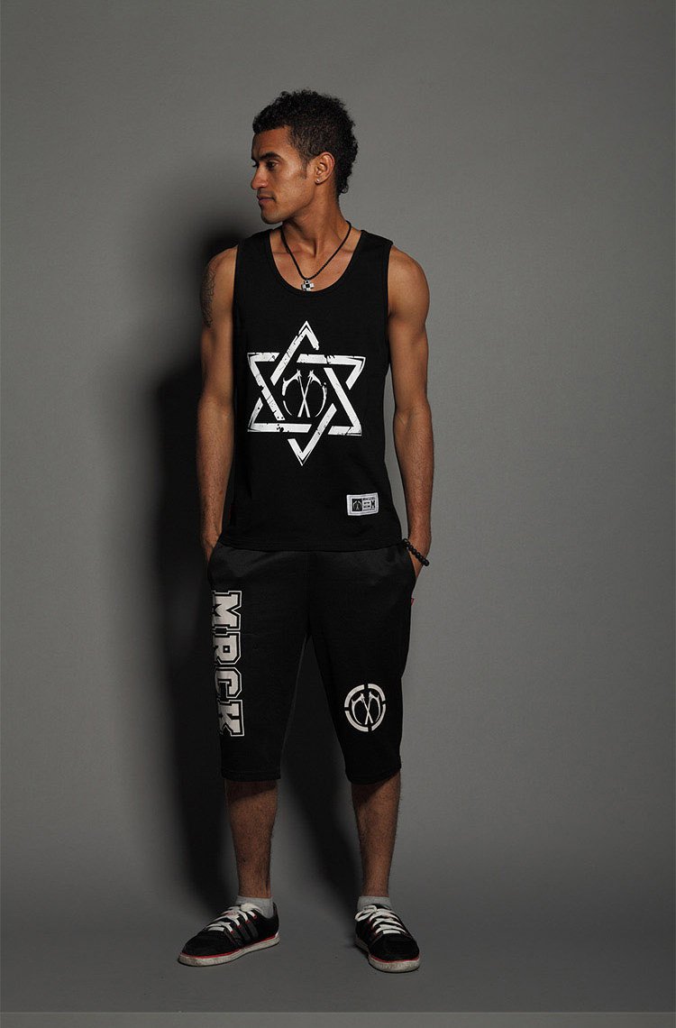 新款六芒星双刀logo潮牌背心