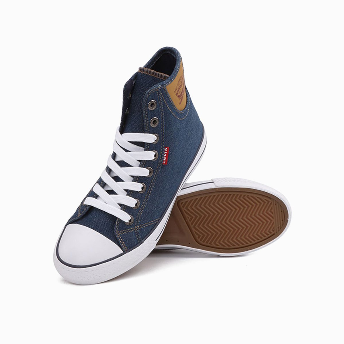 levi's李维斯新款春季男鞋复古高帮牛仔帆布鞋情侣休闲板鞋