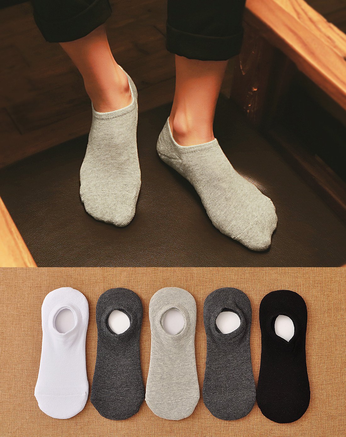 5双装男士脚底按摩毛圈o型袜