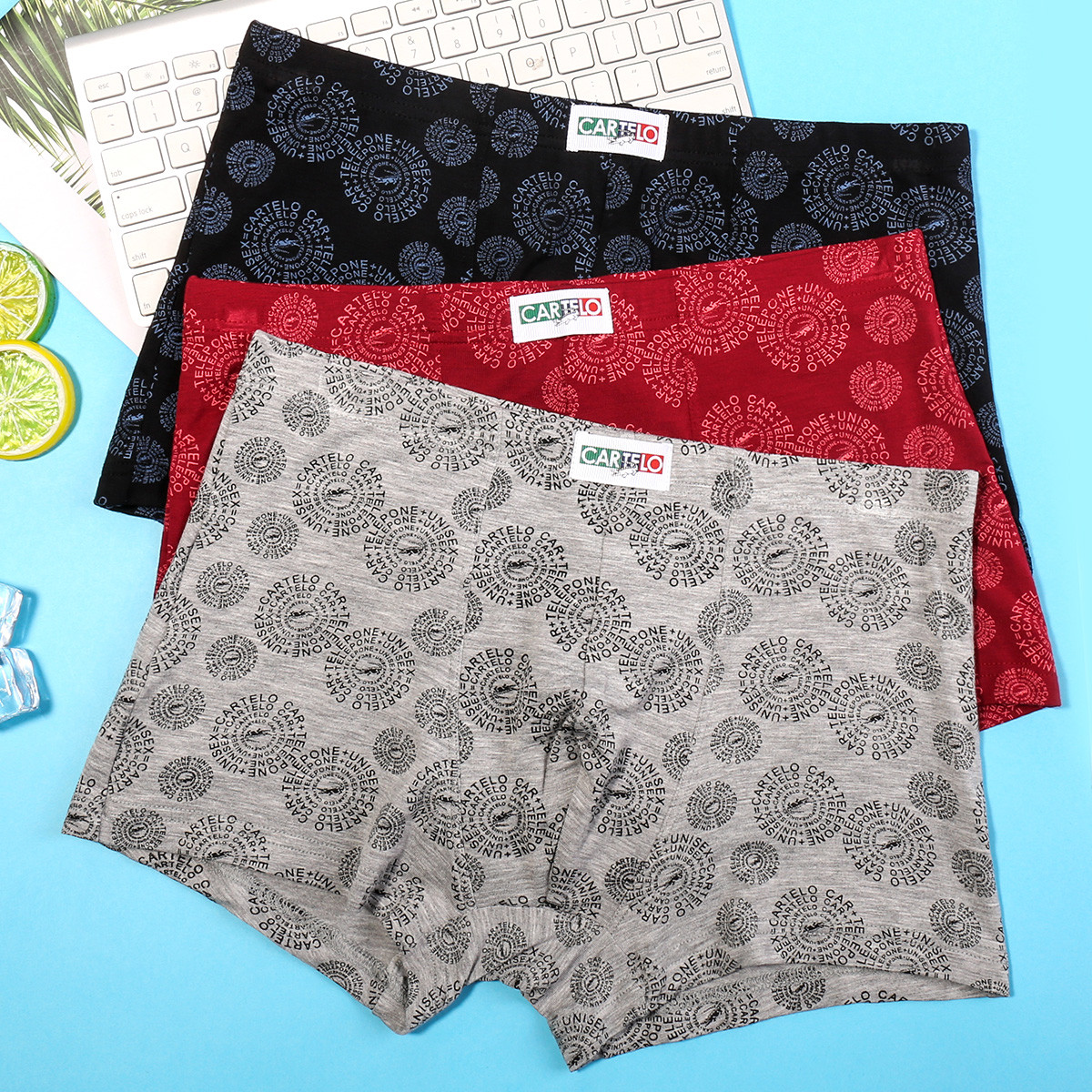 男士简约经典商务风格舒适透气平角内裤男士内裤x6057-03995_唯品後