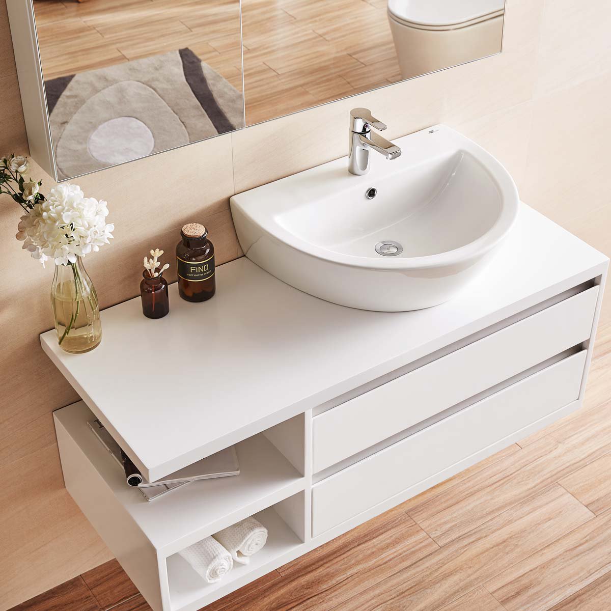 8米现代简约时尚实木浴室柜组合卫生间卫浴柜洗手洗脸盆柜组合洗漱台