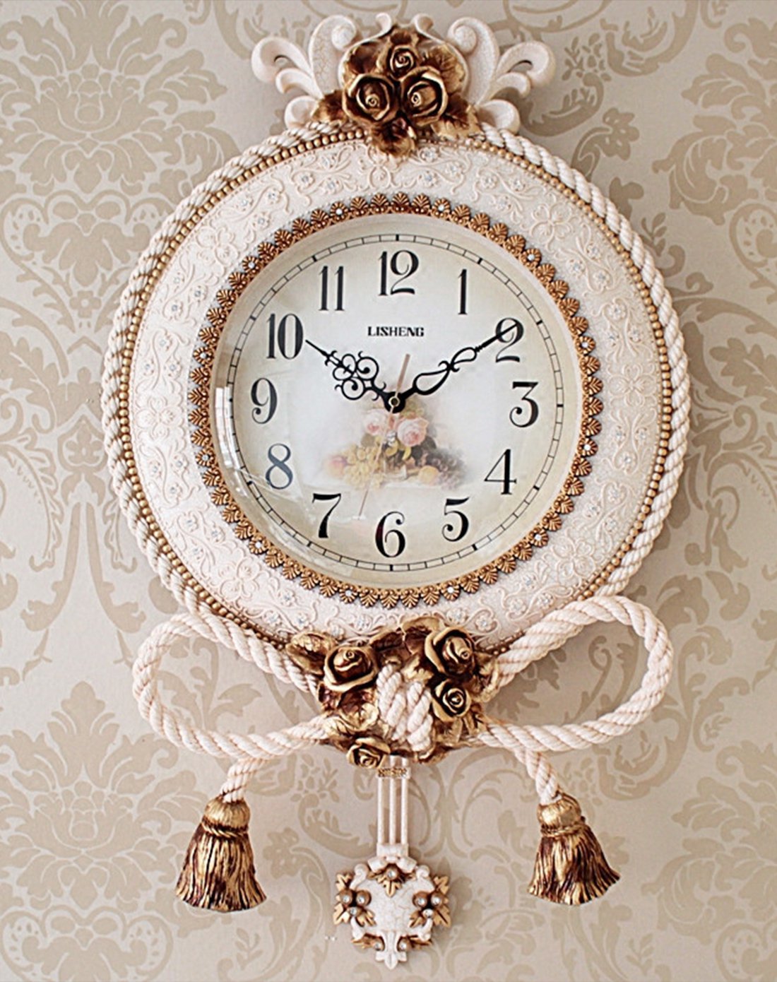 创意大号蝴蝶结复古欧式挂钟 客厅挂钟闹钟卧室静音小闹钟