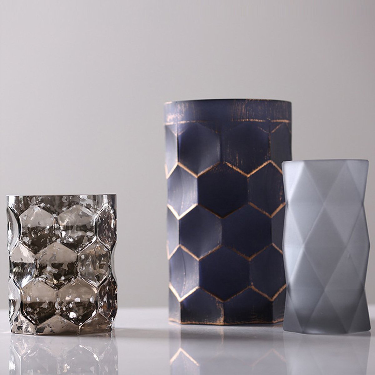 圆柱花器欧式简约现代家居磨砂玻璃花瓶 客厅装饰摆件花艺花瓶装饰品