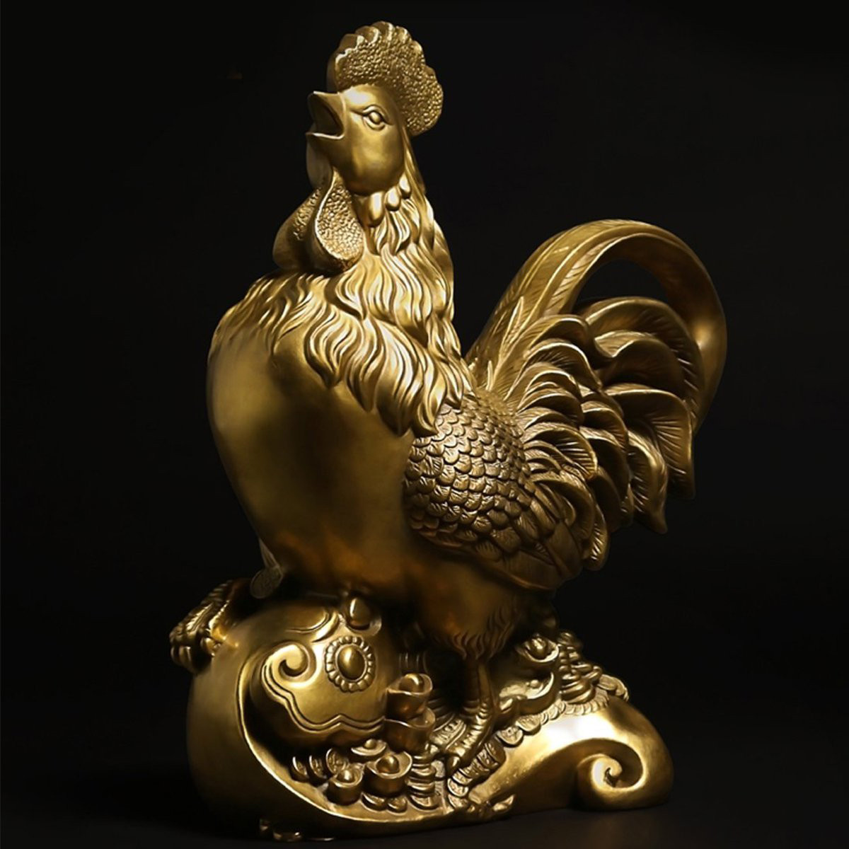 招财公鸡 现代中式家居金鸡纯铜工艺品装饰摆件 创意办公室客厅摆件