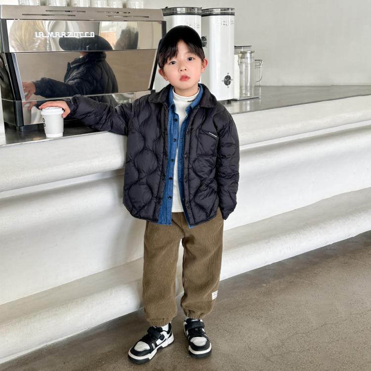 左西 男童加绒裤子秋冬儿童灯芯绒休闲裤保暖加厚冬季束脚长裤中大童装