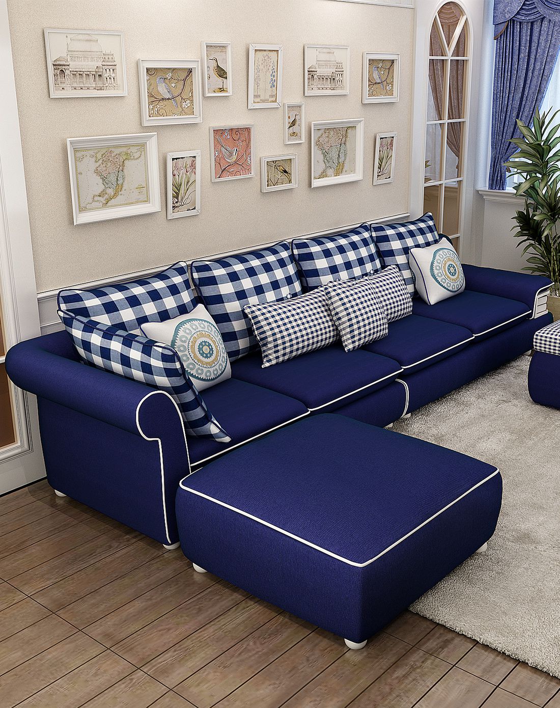 地中海风格棉麻布艺沙发