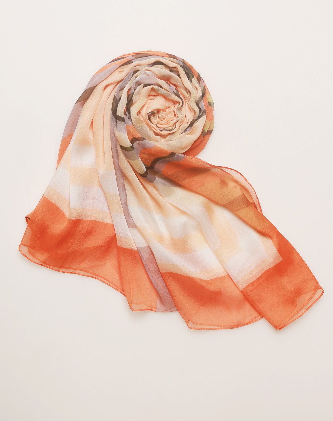 紫宝顺迂加宽几何线条时尚丝巾