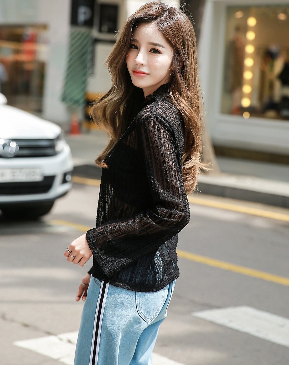 韩版女装秋装成熟风休闲知性基础长袖蕾丝衫