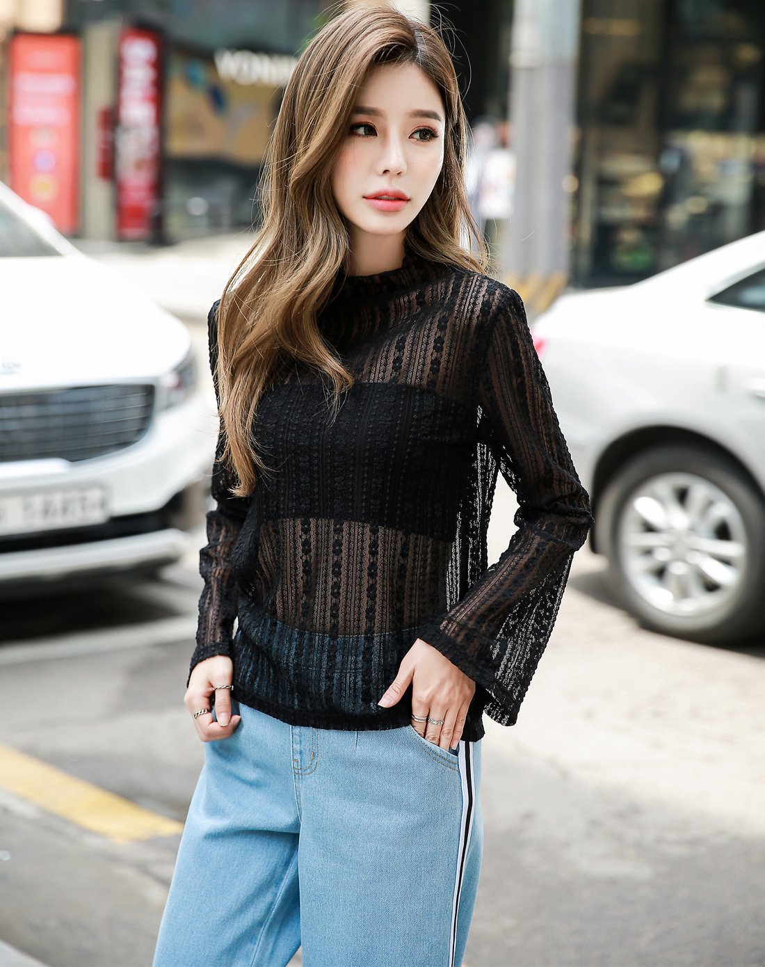 韩版女装秋装成熟风休闲知性基础长袖蕾丝衫