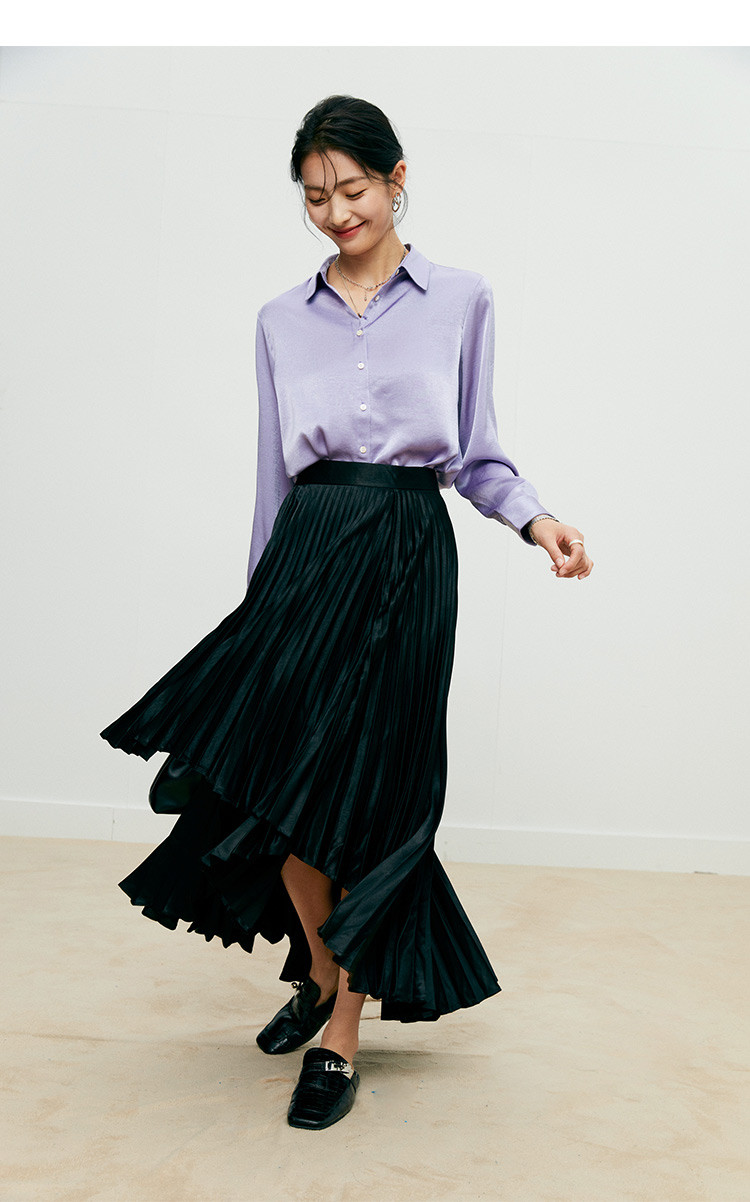 法式缎面衬衫小众丝绸感长袖衬衫女气质通勤衬衣女