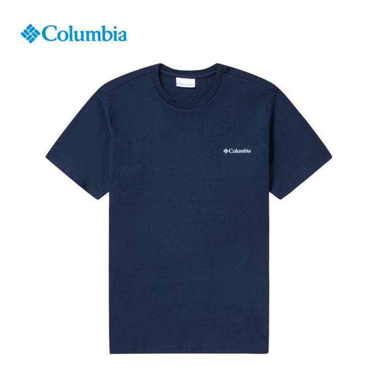 Columbia 哥伦比亚户外23情侣同款男女圆领印花短袖t恤ae5592 In Blue