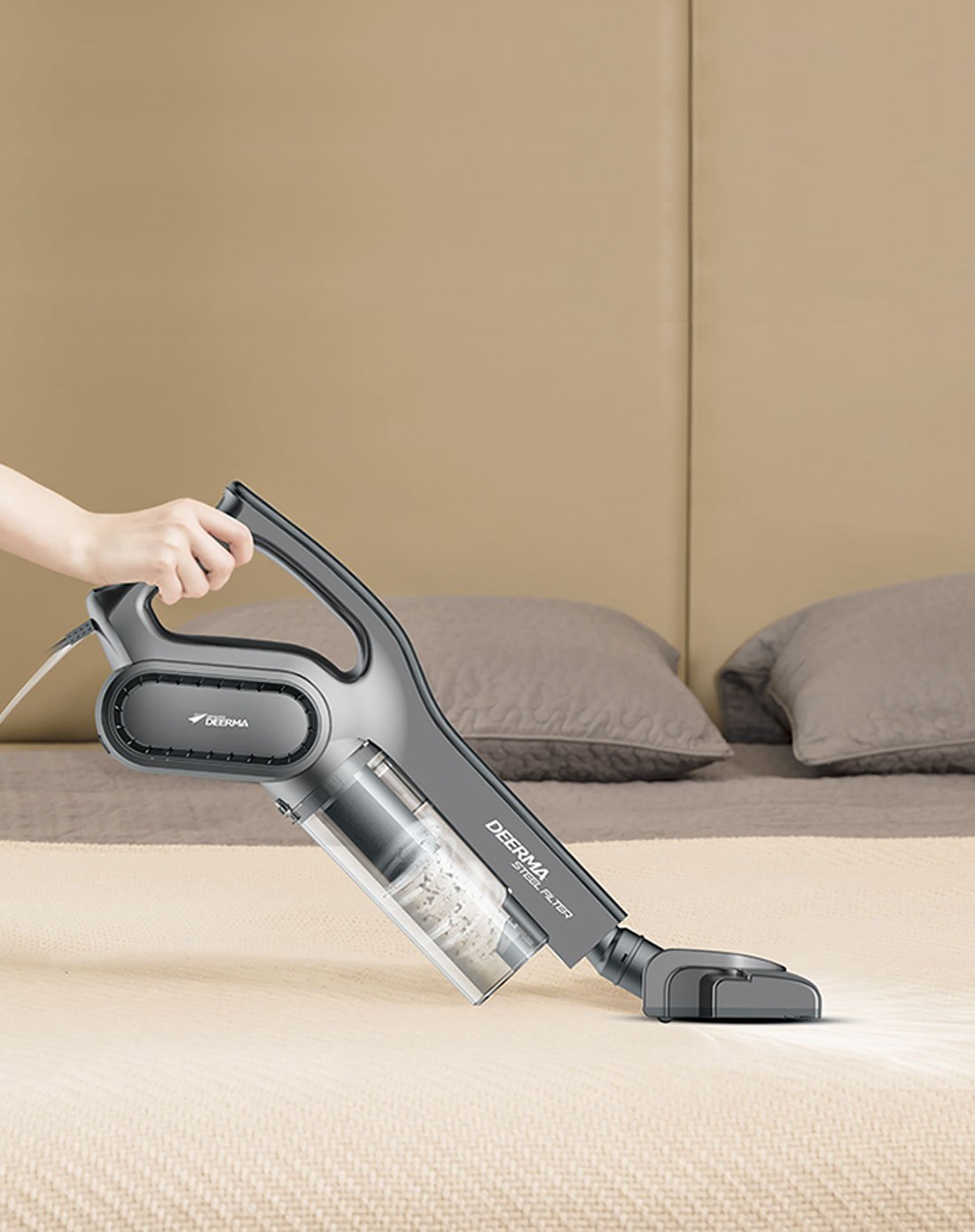 德尔玛吸尘器 手持迷你吸尘器 无耗材大功率