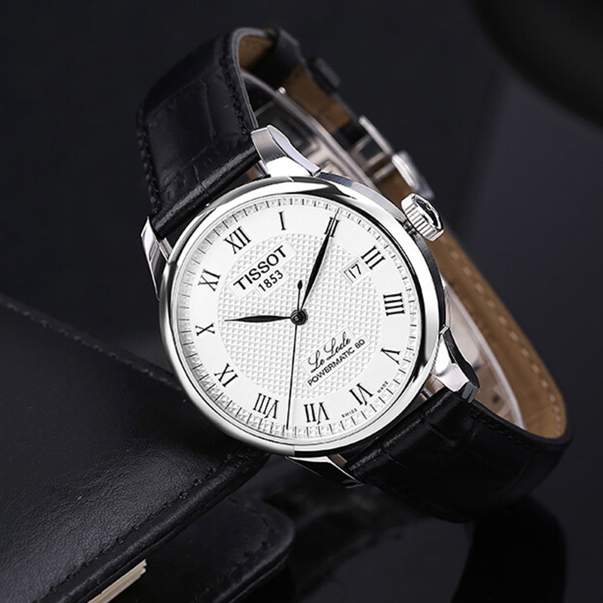 【一年延保】天梭tissot 力洛克系列商务皮带机械男士手表80机芯t006.