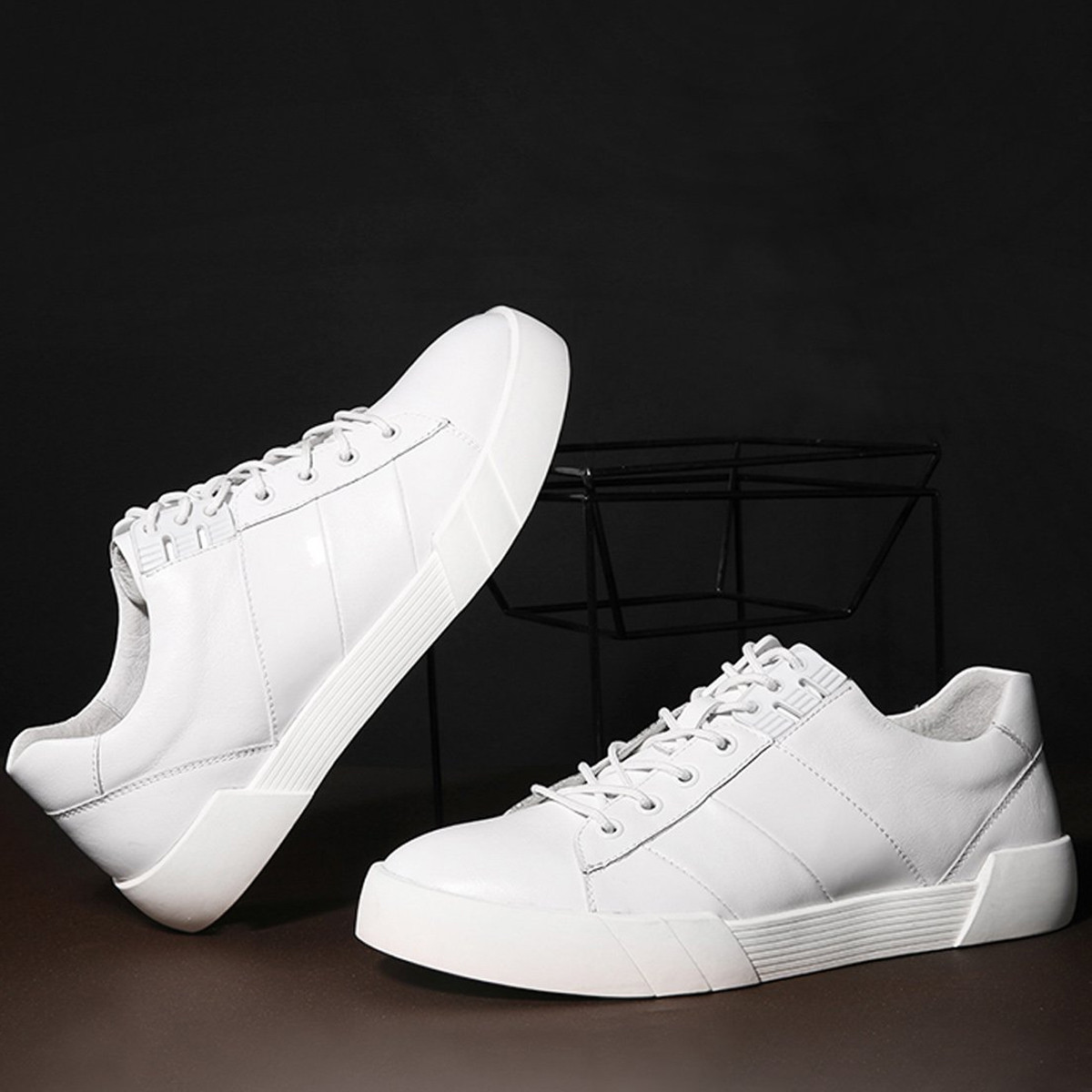 plover啄木鸟 头层牛皮透气拼接系带休闲鞋板鞋平底鞋乐福鞋百搭男鞋