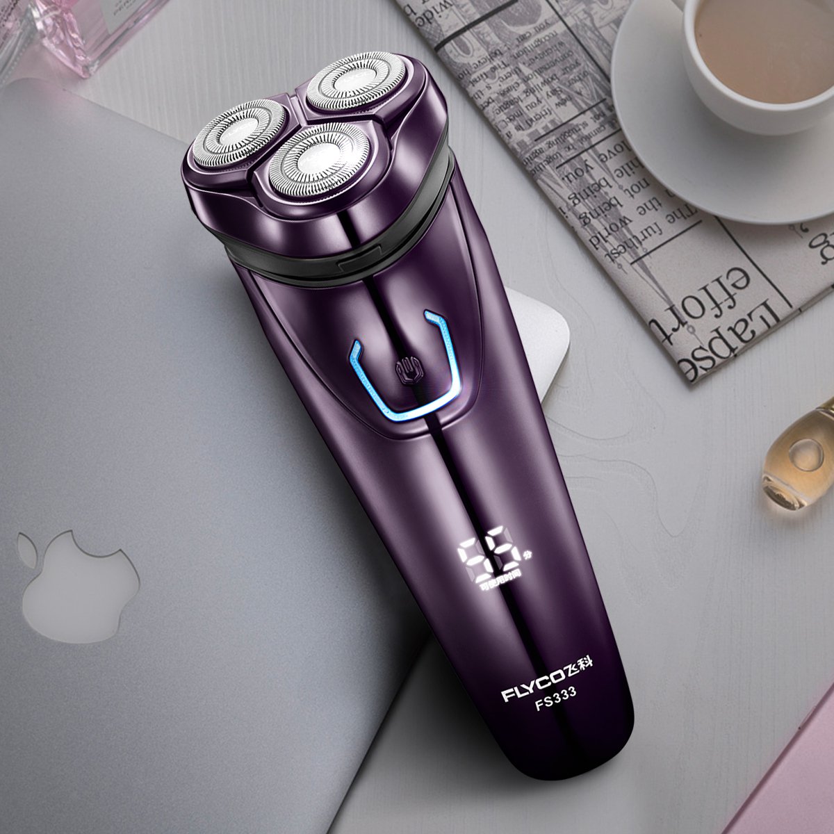 飞科1小时快充全身水洗充插两用三刀头fs333电动剃须刀