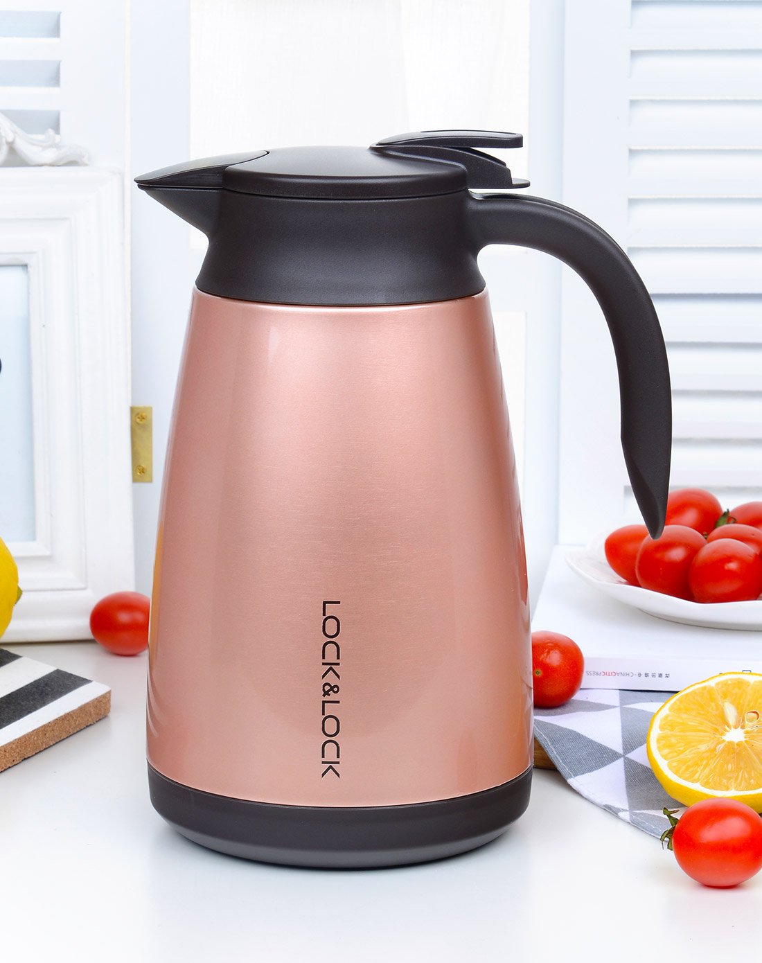 1500ml玫瑰金色雅致大容量真空保温壶咖啡壶