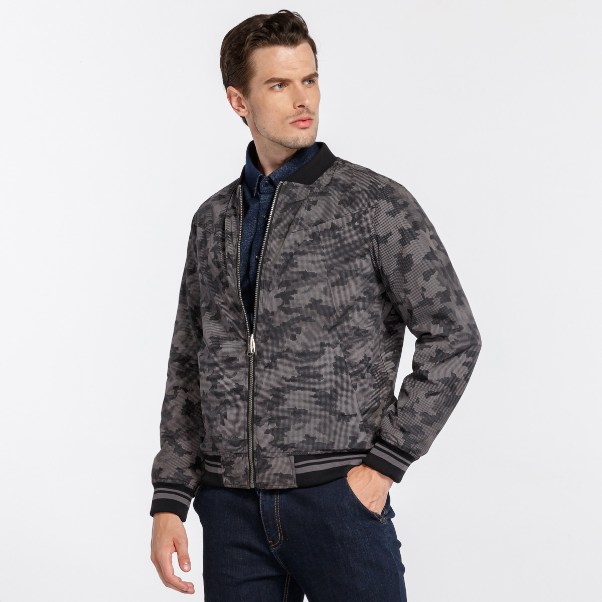 骆驼动感camel active男装化纤夹克秋冬新款男士外套