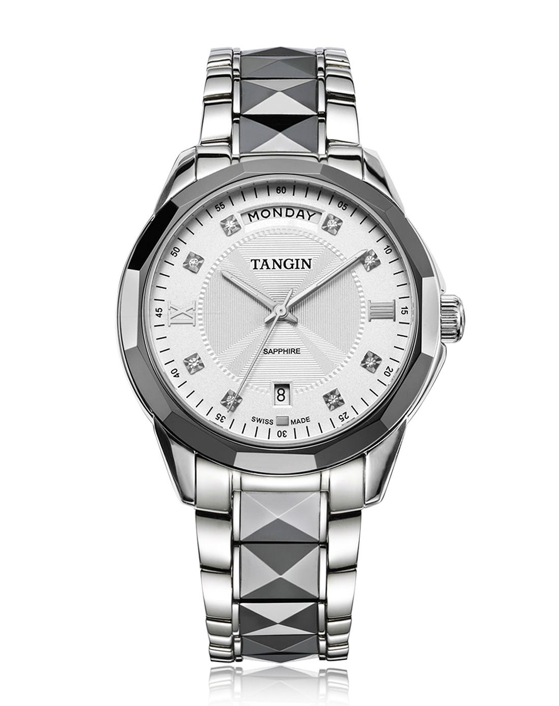 tangin 钨钢黑色石英男表