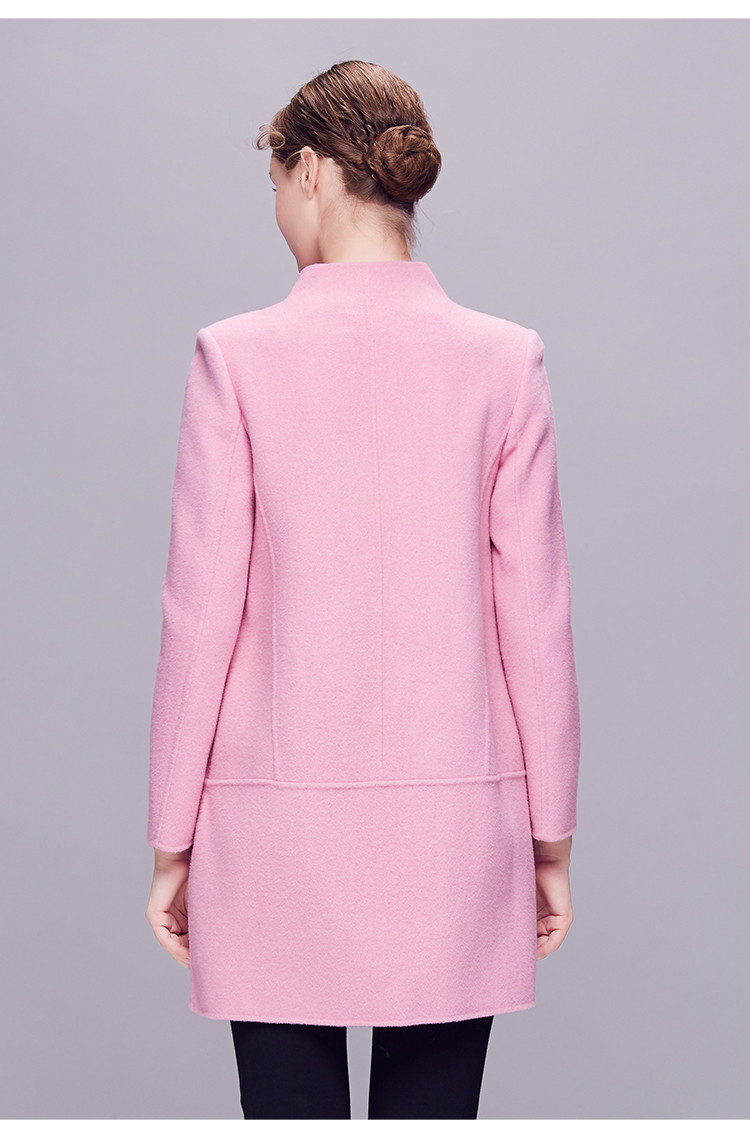 古色sussi浅黛粉色廓形中长款双面尼大衣