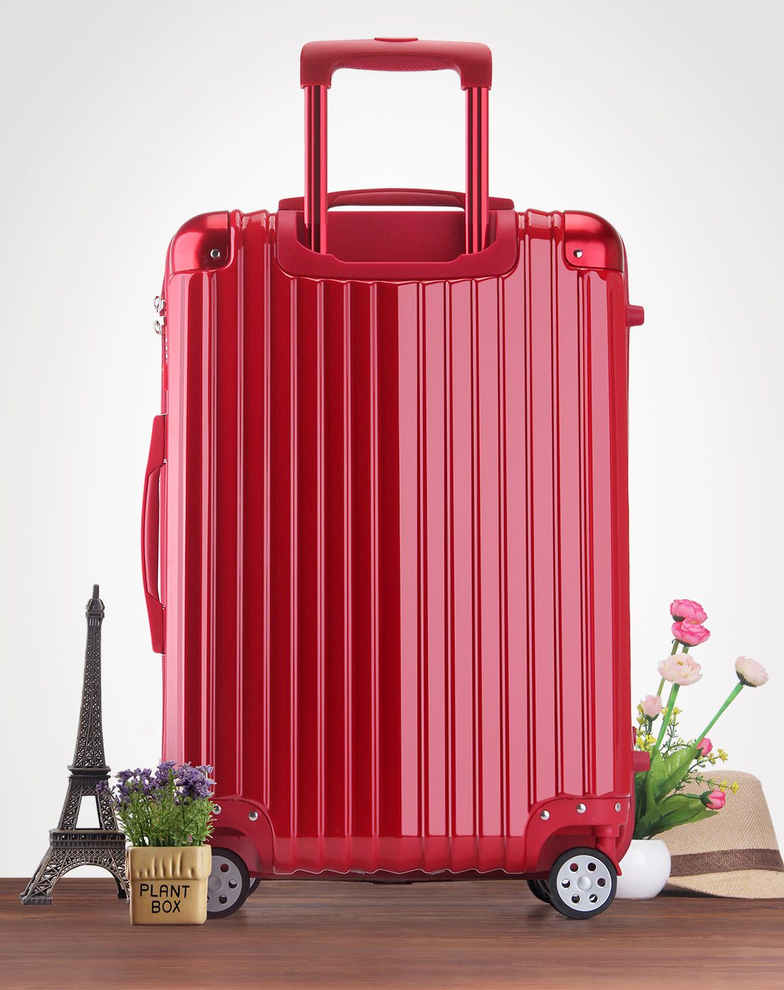 新款时尚包角亮面行李箱26寸红色