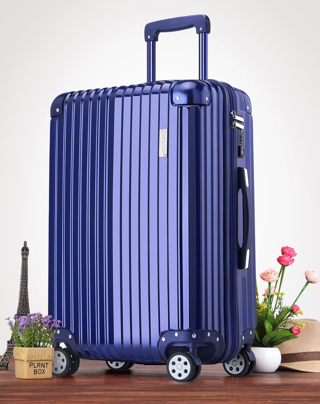 osdy拉杆箱专场直发货新款时尚包角亮面行李箱24寸蓝色ro929-24蓝色_