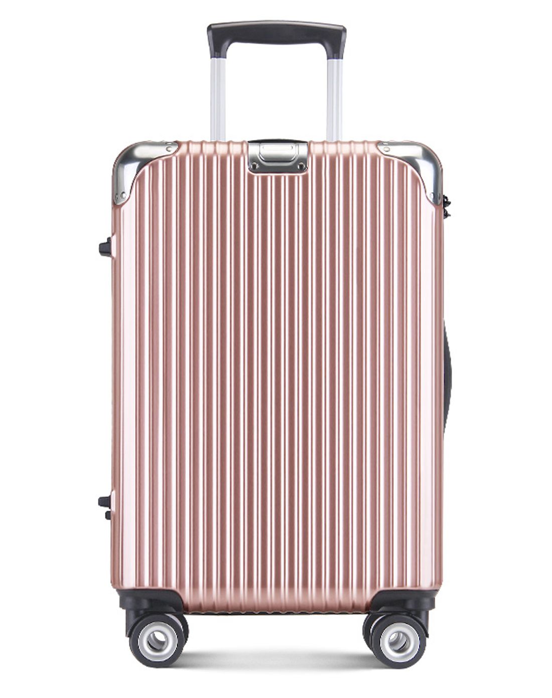 新款包角镜面万向轮行李箱22寸玫瑰金