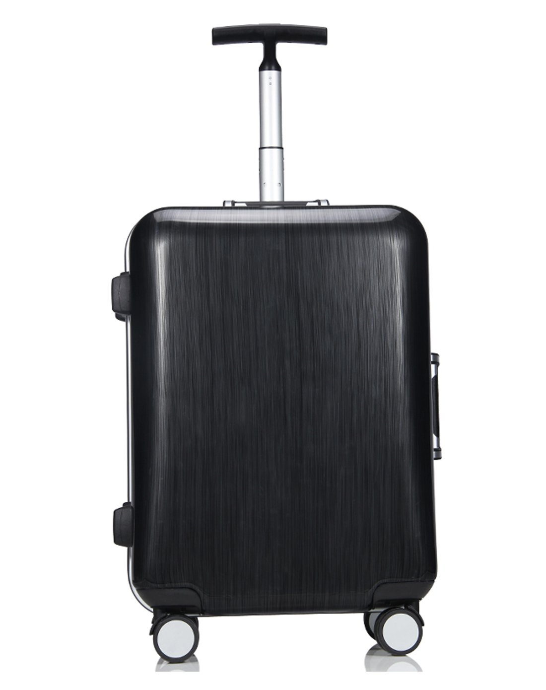 厚实单拉杆靓面铝框箱25寸行李箱黑色