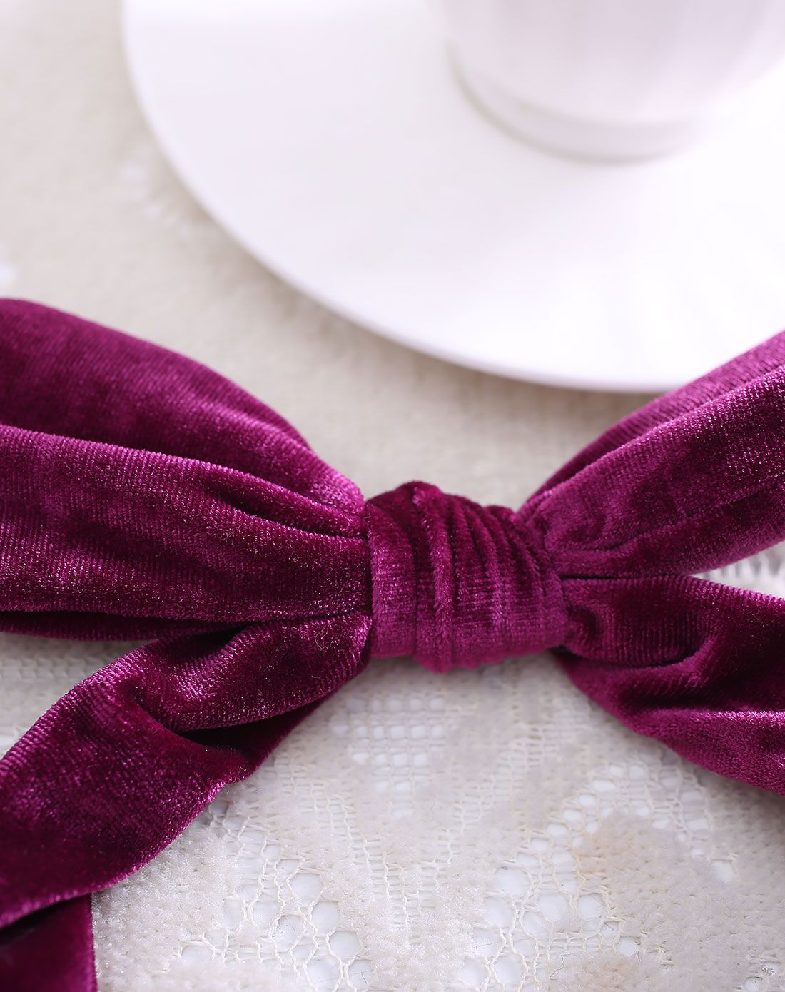 金丝绒蝴蝶结兔耳发箍