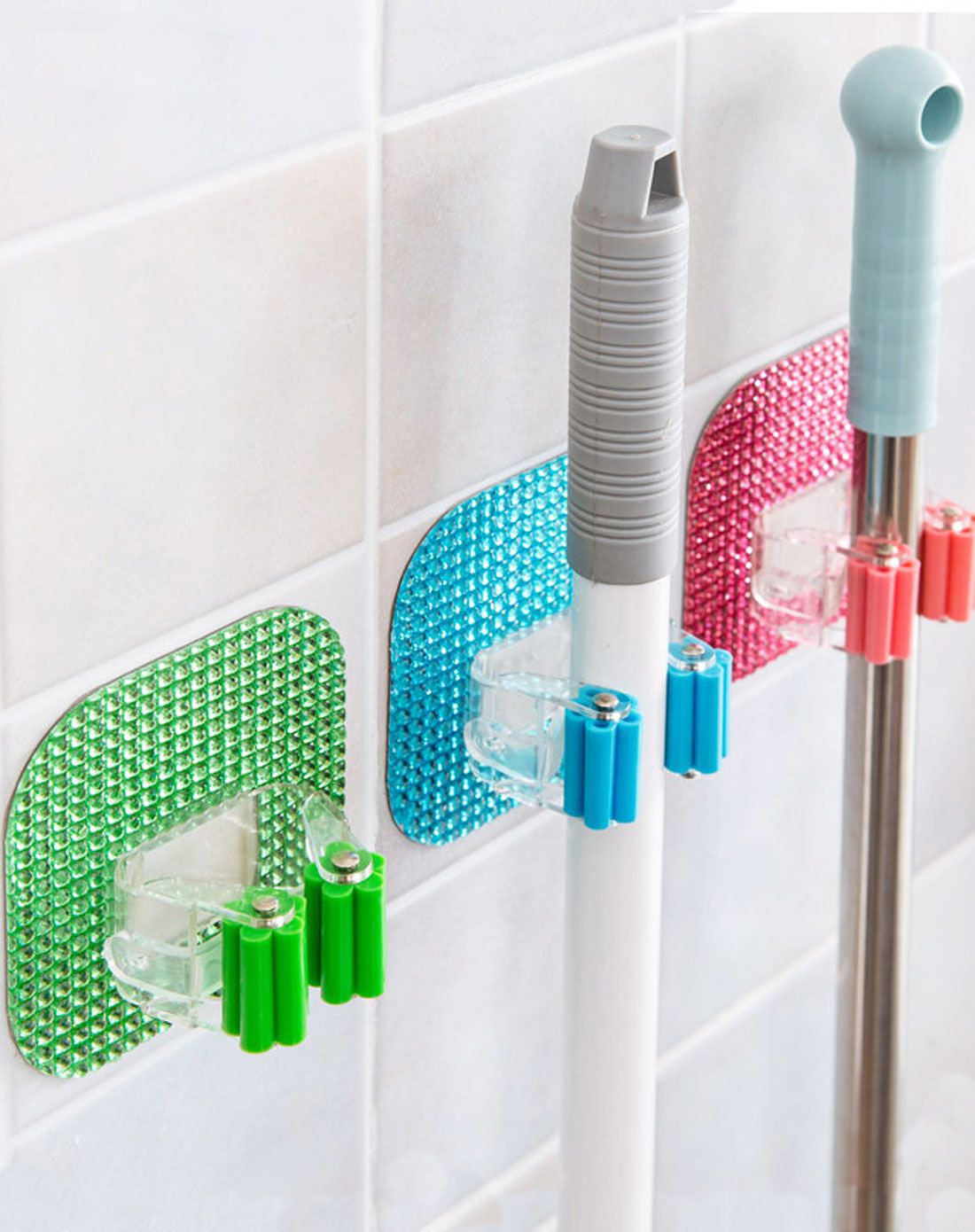 水晶魔力贴卡座拖把夹2个装(多色可选)