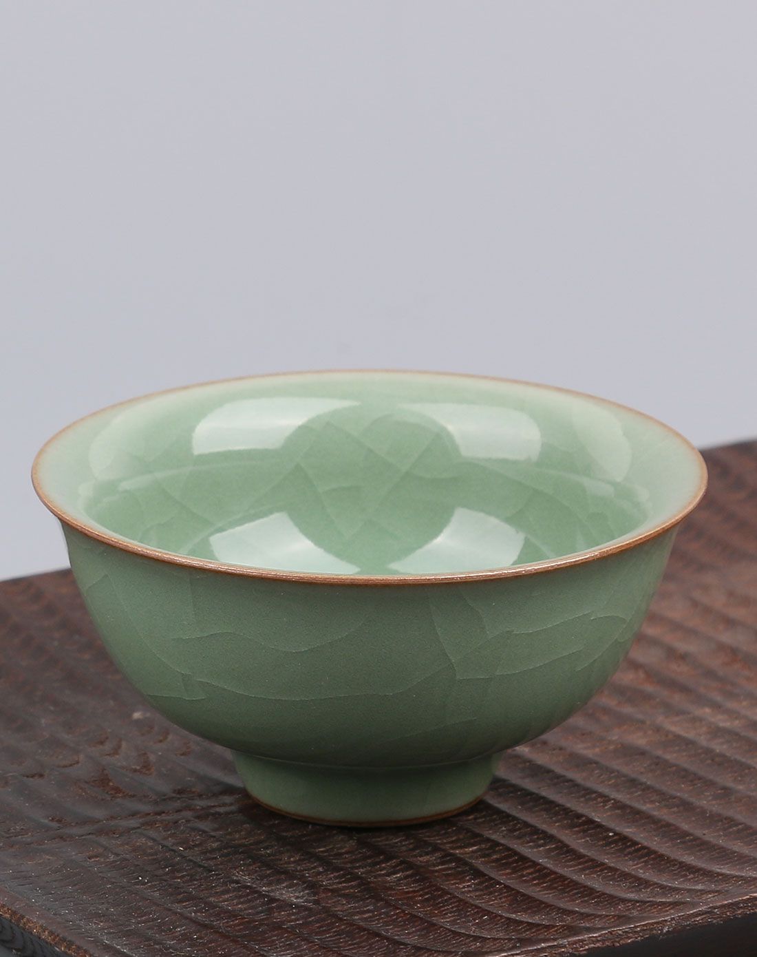 哥窑梅子青敞口杯55ml 龙泉青瓷杯