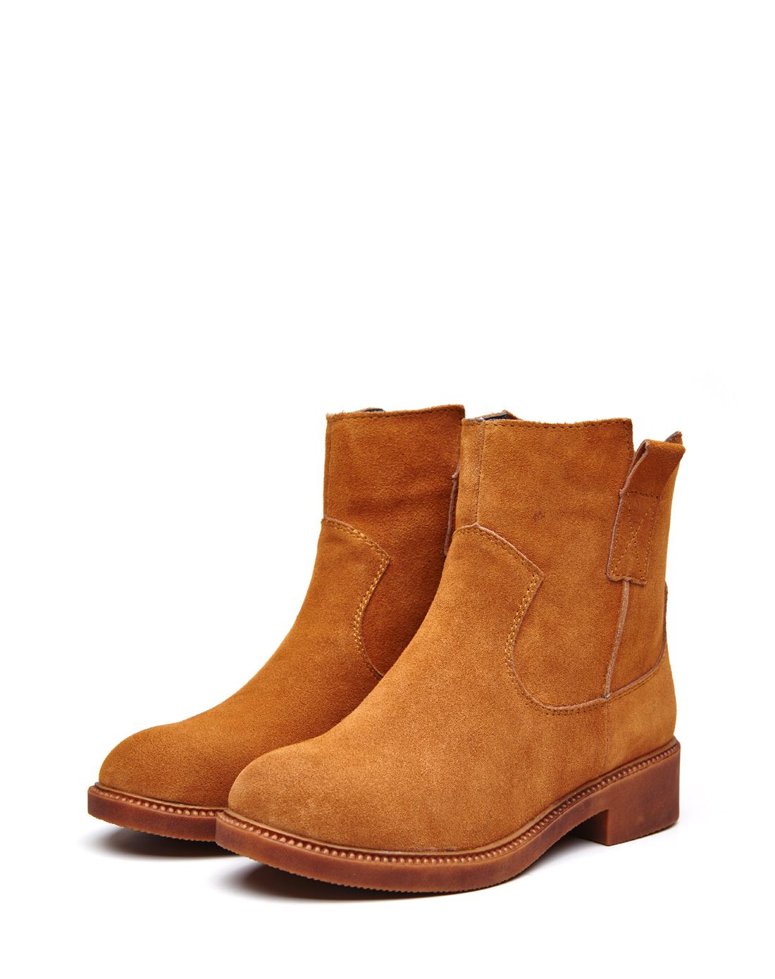 女款驼色英伦复古真皮马丁靴