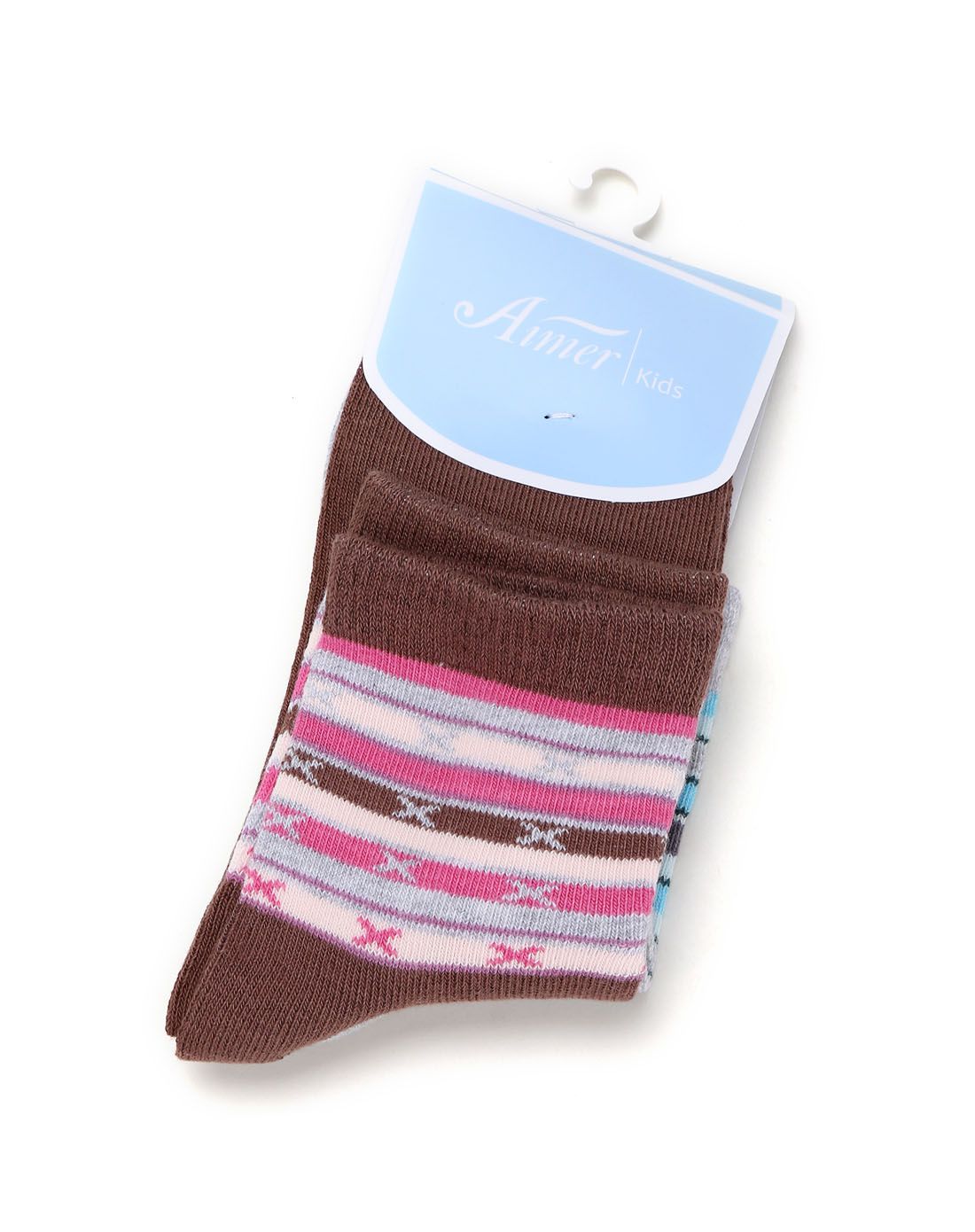 aimer kids女童2双装提花袜子(颜色随机)多