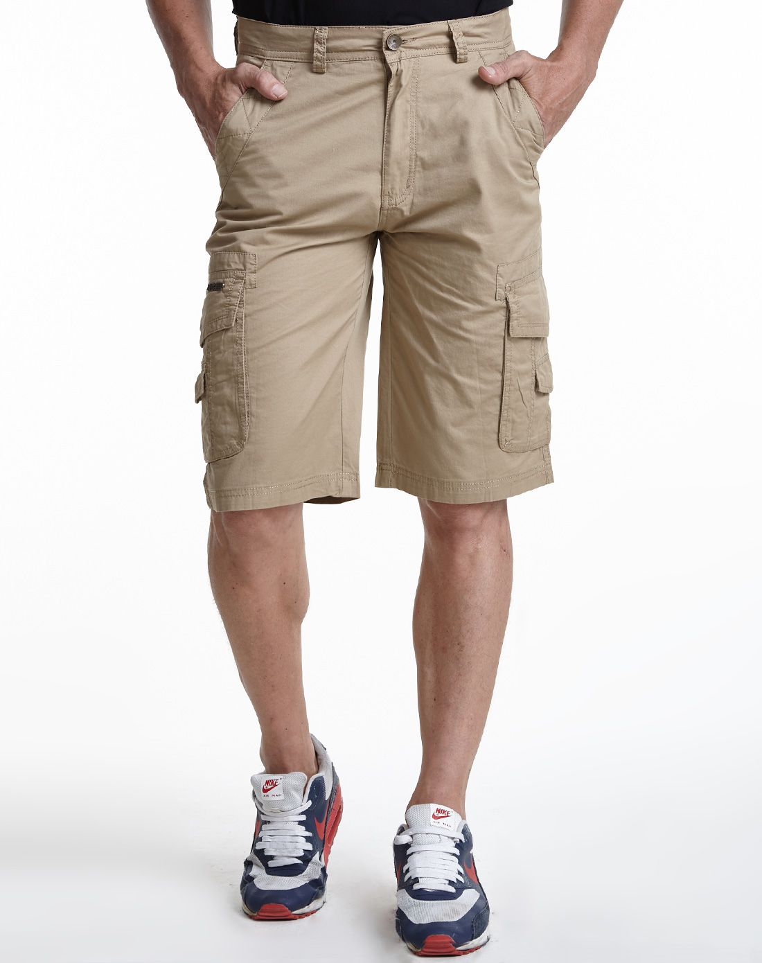 舒适柔软 男士卡其色休闲短裤