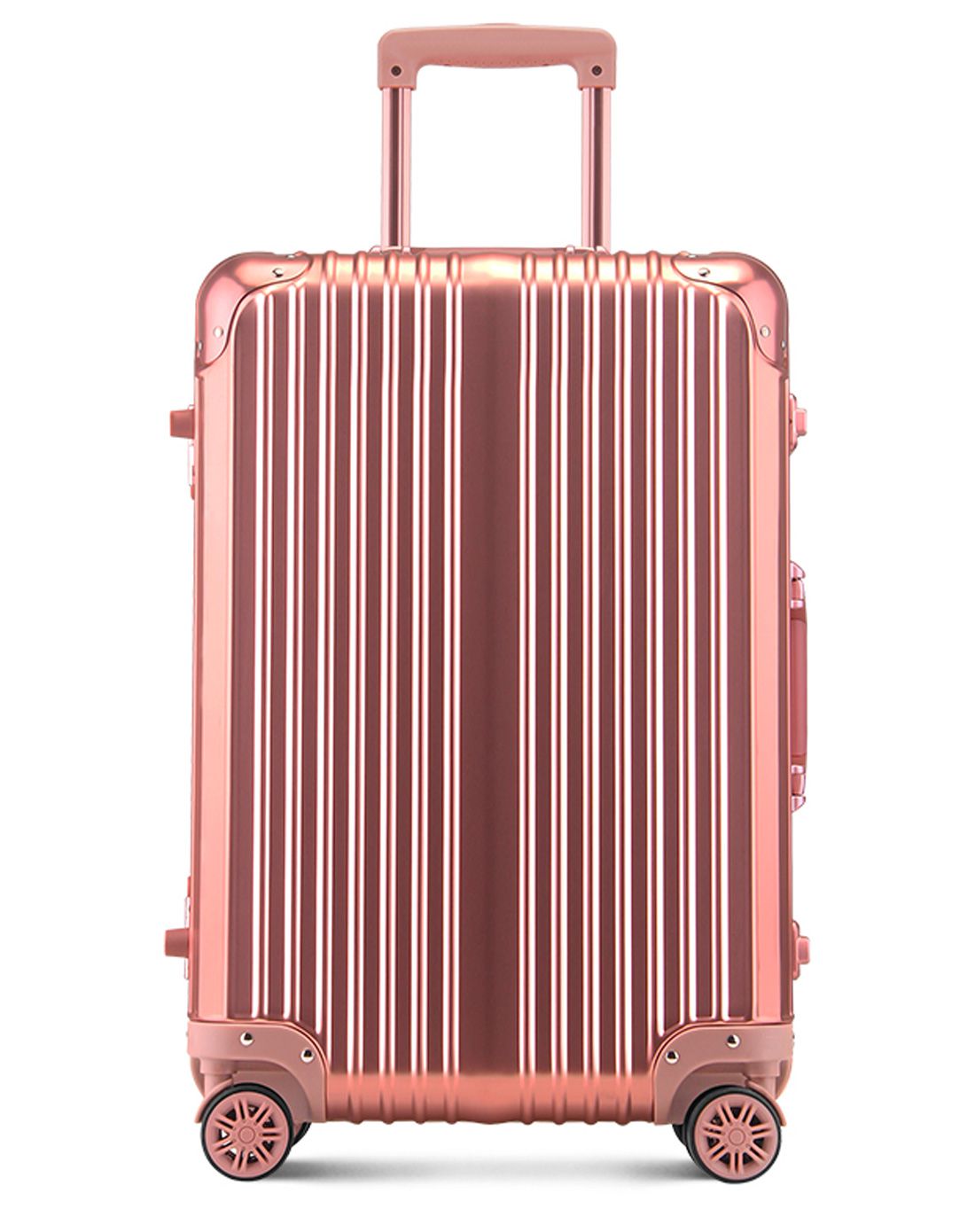 2016新款高端全铝镁拉杆箱20寸玫瑰金