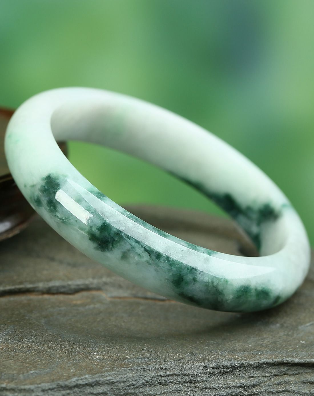 一品翠 天然翡翠a货淡紫罗兰花青种福镯