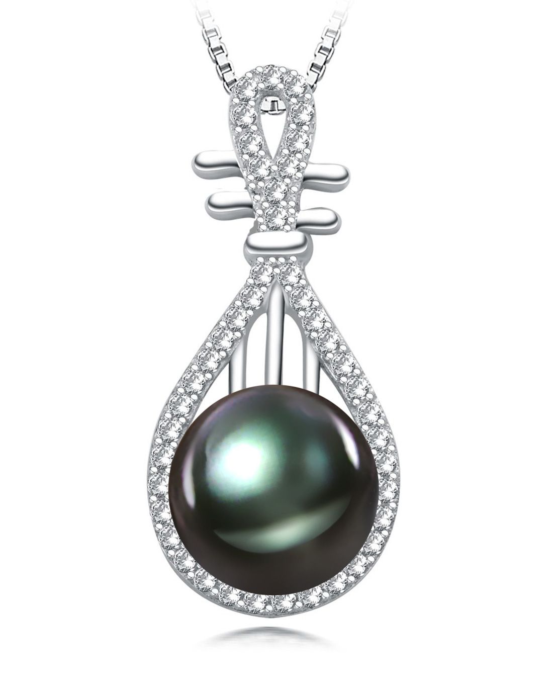 水年华 珠宝 黑色の琴弦 10-11mm天然-黑珍珠吊坠