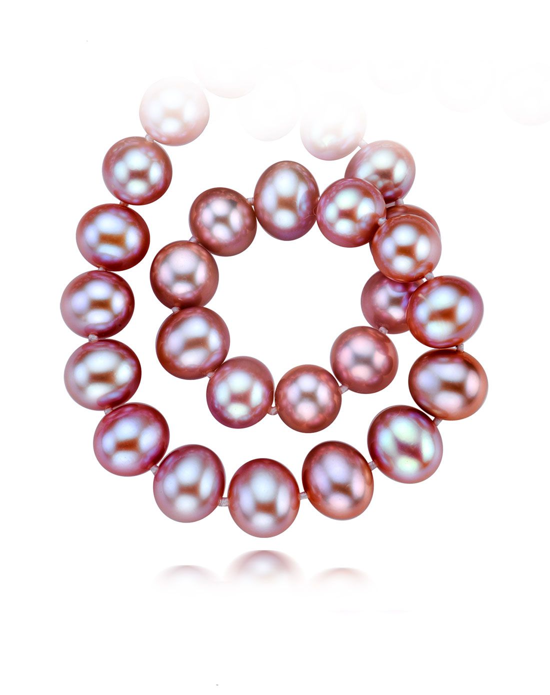 水年华 秋冬款粉紫近圆精品珍珠项链