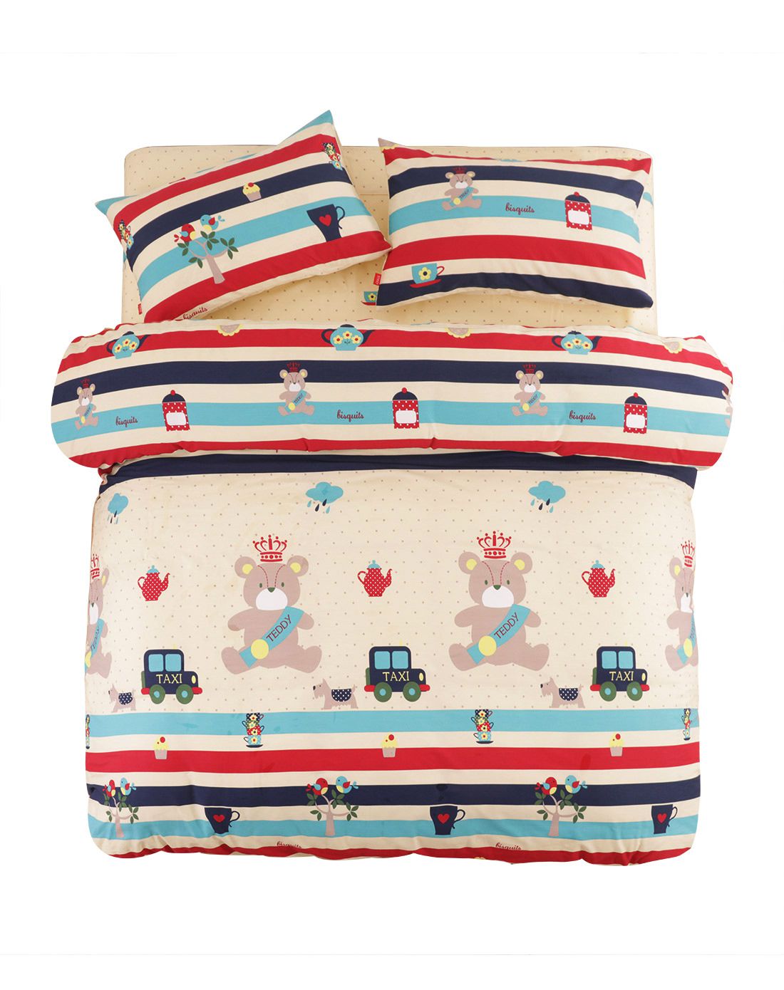 高支高密童趣全棉斜纹三件套小熊班尼1.2m