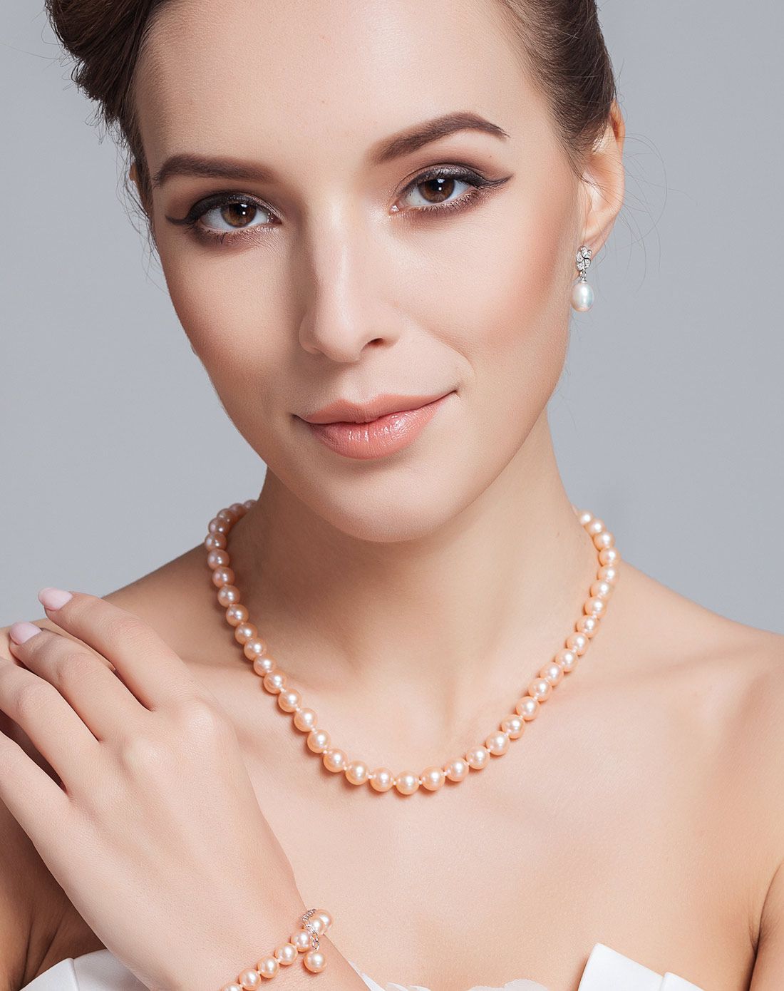 佰色传情 银天然珍珠项链粉色正圆7.5-8mm附证书