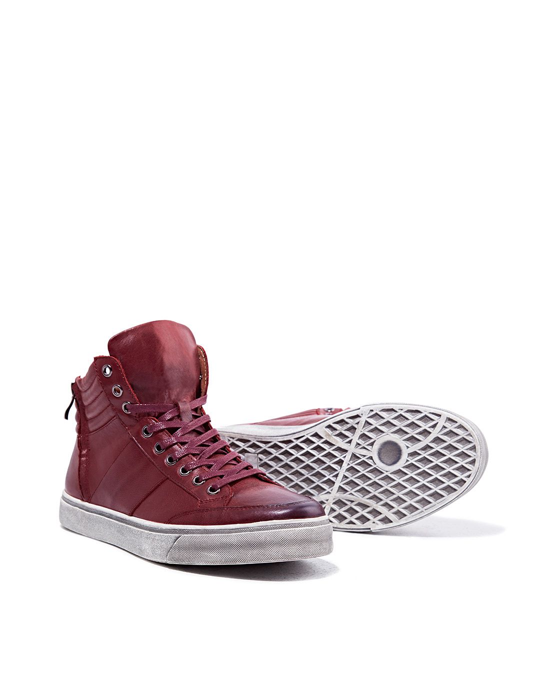 马尔杜克m.duk2016新品 男款红色牛皮潮流高帮板鞋5589rd_唯品会