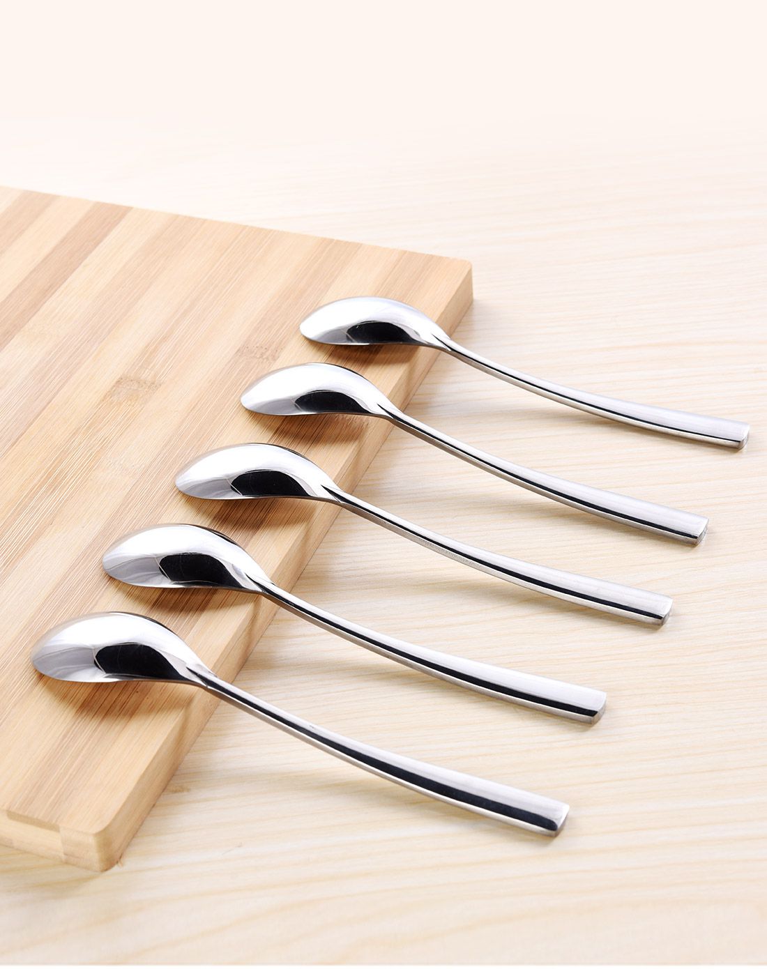 5个装加厚不锈钢方柄咖啡勺勺子汤勺饭勺