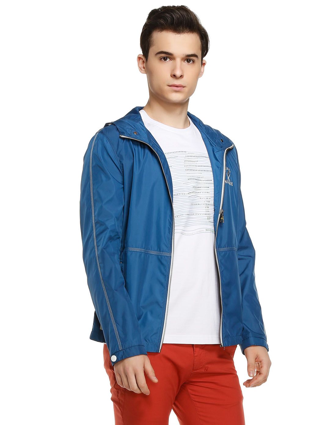 纳维凯尔navigare深蓝色帅气时尚连帽长袖薄茄克a4110009646_唯品会