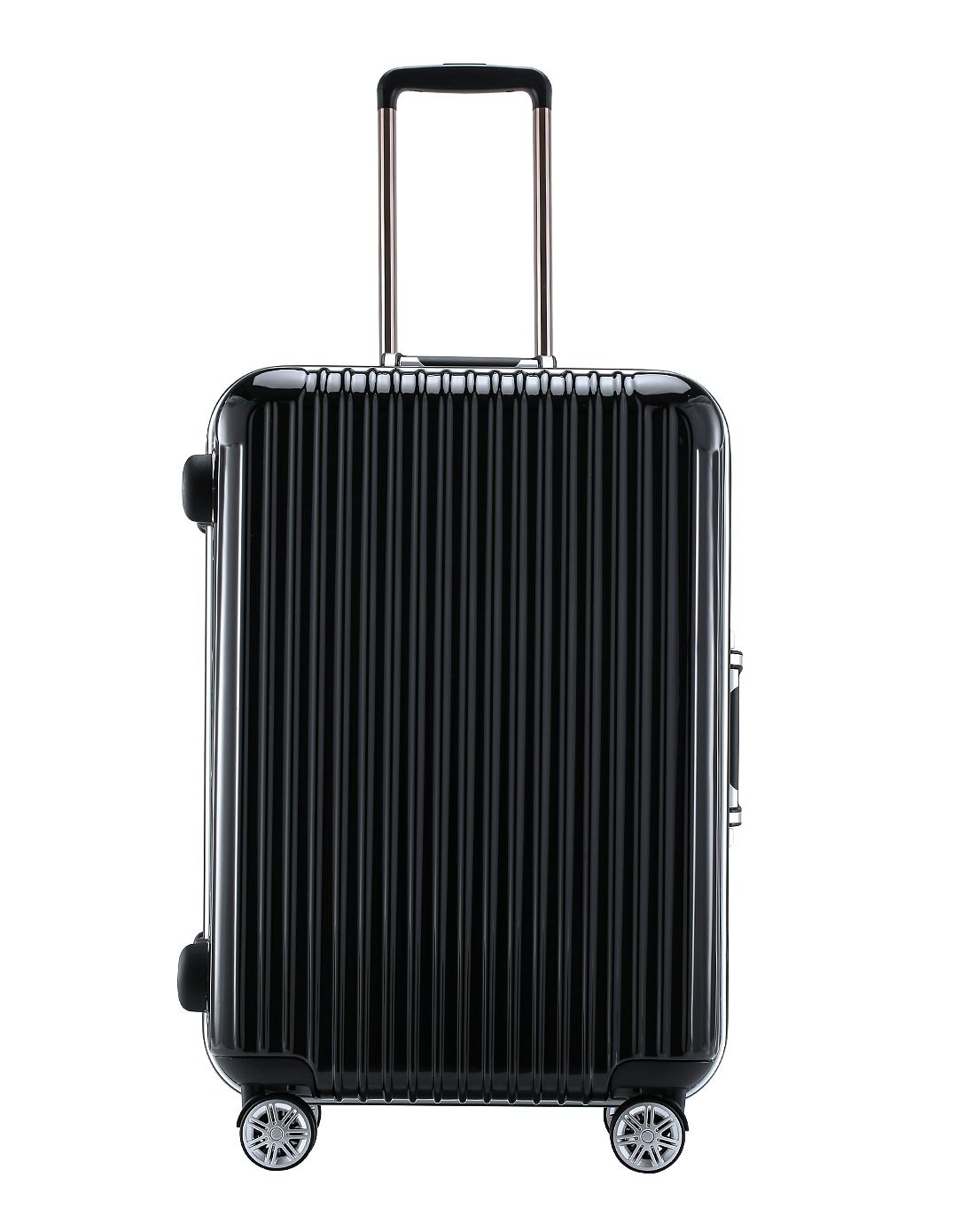 铂铜高档铝框锁扣商务拉杆箱星曜黑24寸