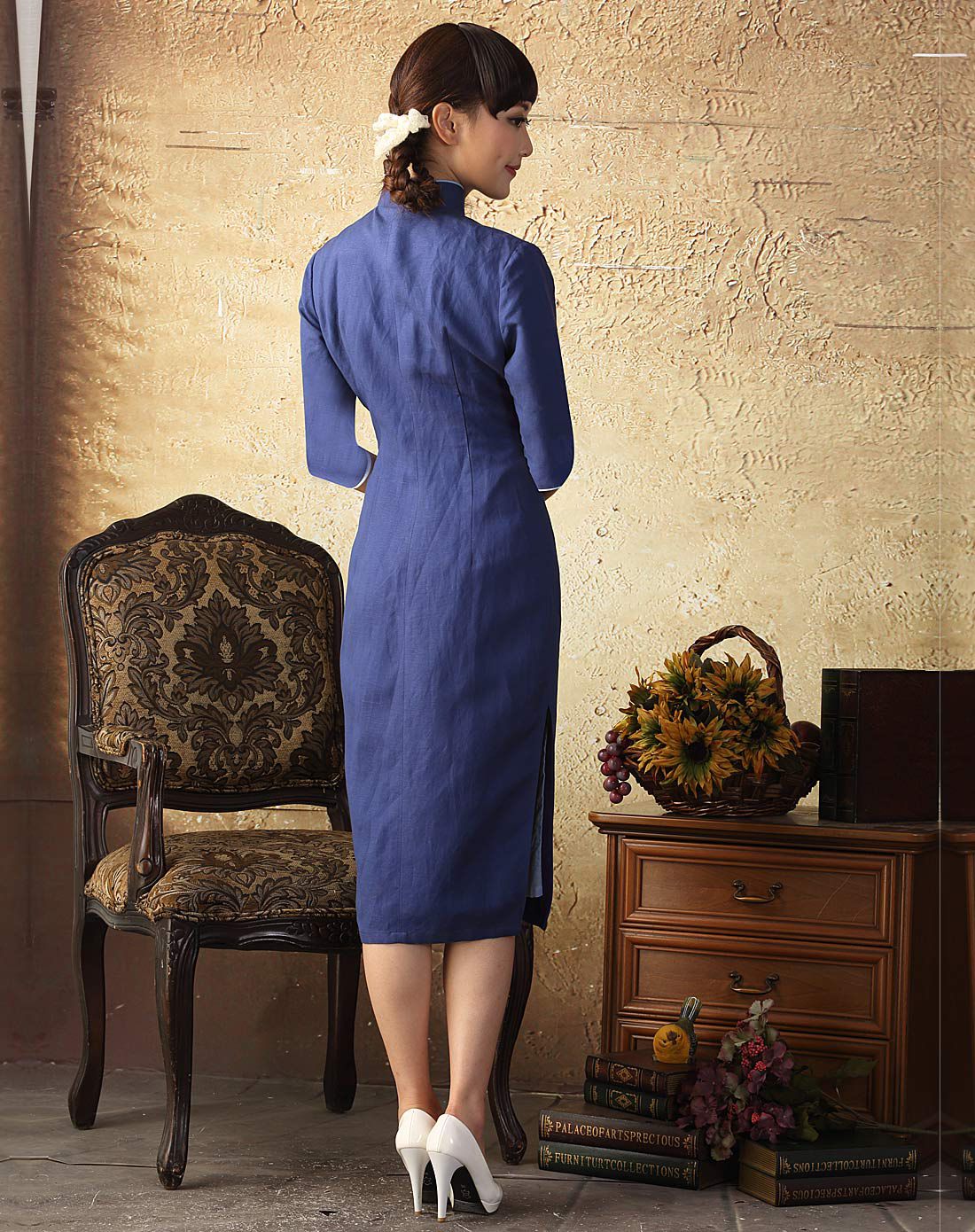 逸红颜e-beauty女装移动端专场兰花香 中袖长旗袍43cp05mmmug_唯品会