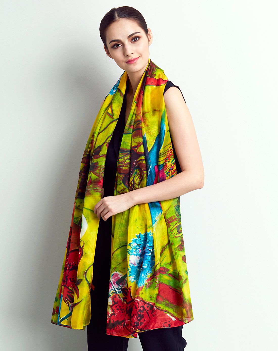 丝界 迷鹿源奢华柔美桑蚕丝超长丝巾