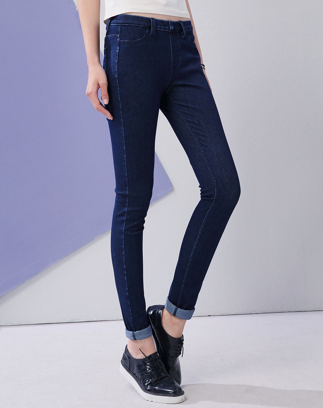 原色牛仔蓝简约纯色牛仔裤