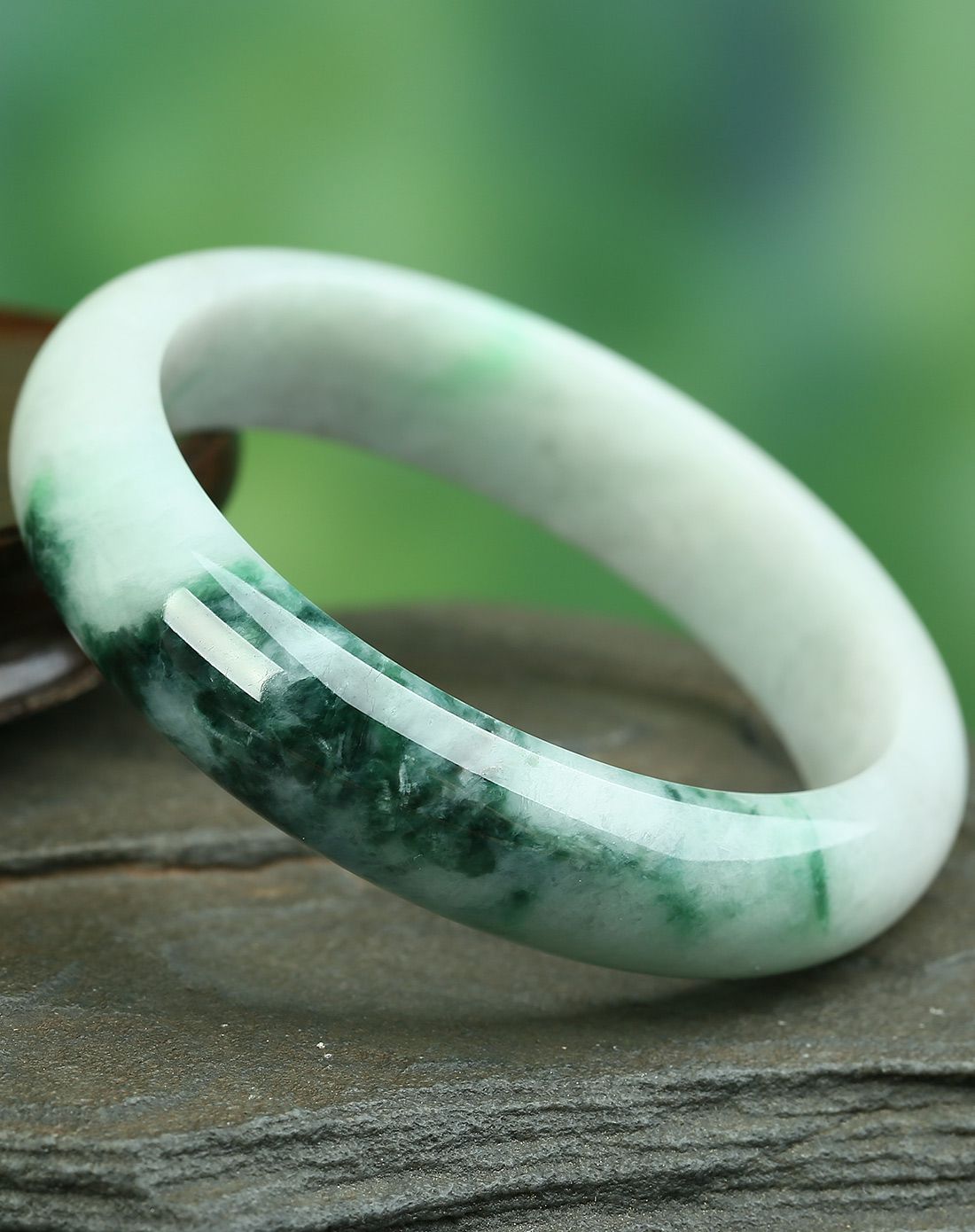 一品翠 天然翡翠a货淡紫罗兰花青种福镯