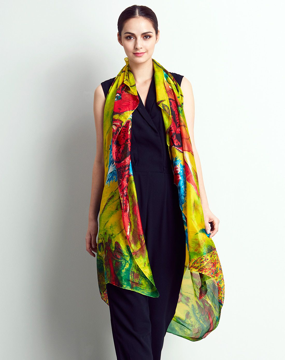 丝界 迷鹿源奢华柔美桑蚕丝超长丝巾