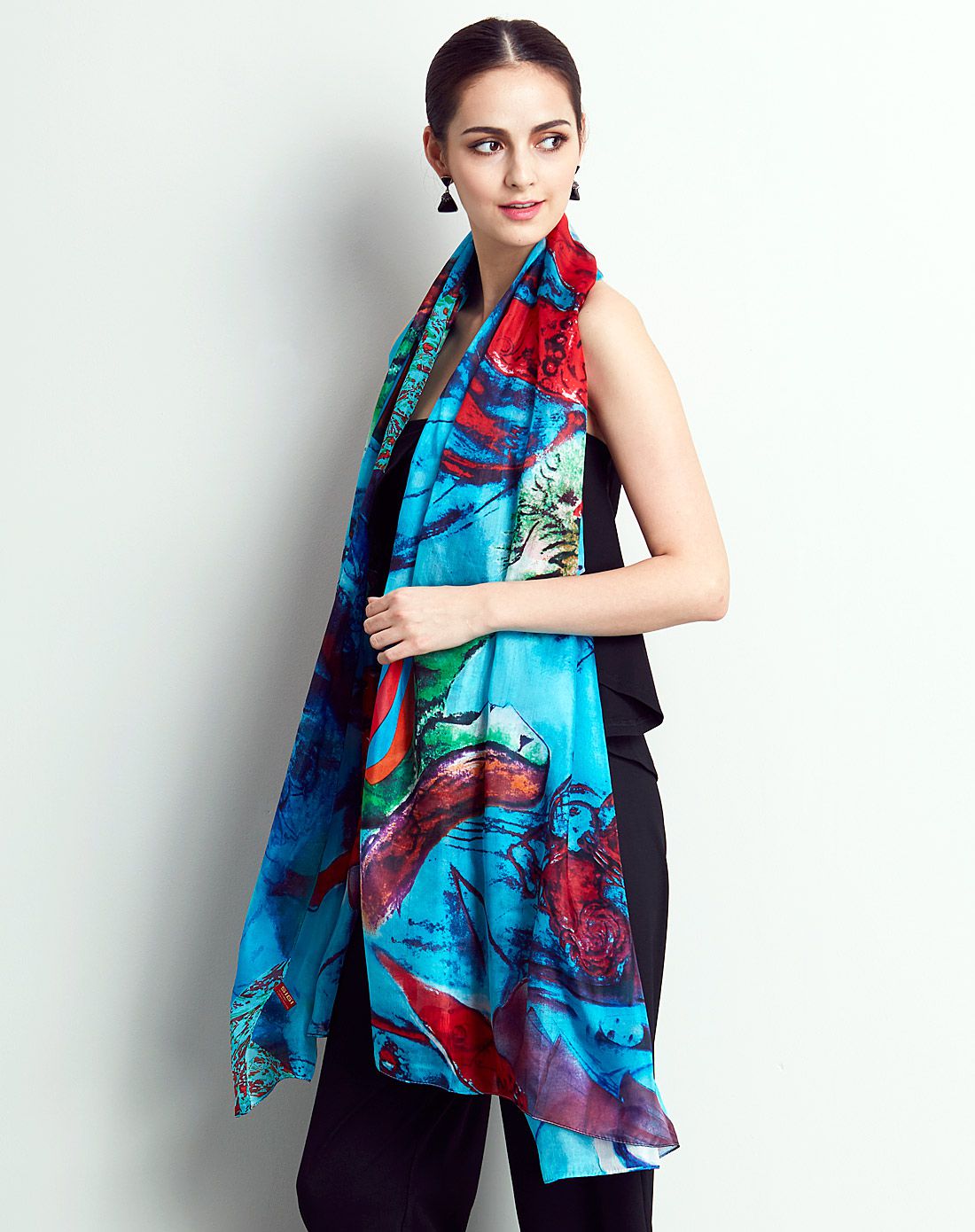 丝界 迷鹿源奢华柔美桑蚕丝超长丝巾