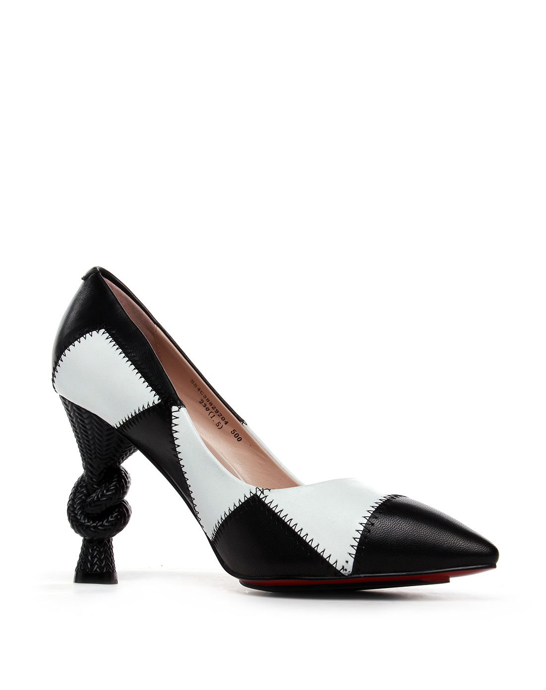 歌斯东尼gastone lucioli&诗兰柏高slbg混合几何拼色白色/黑色羊皮革